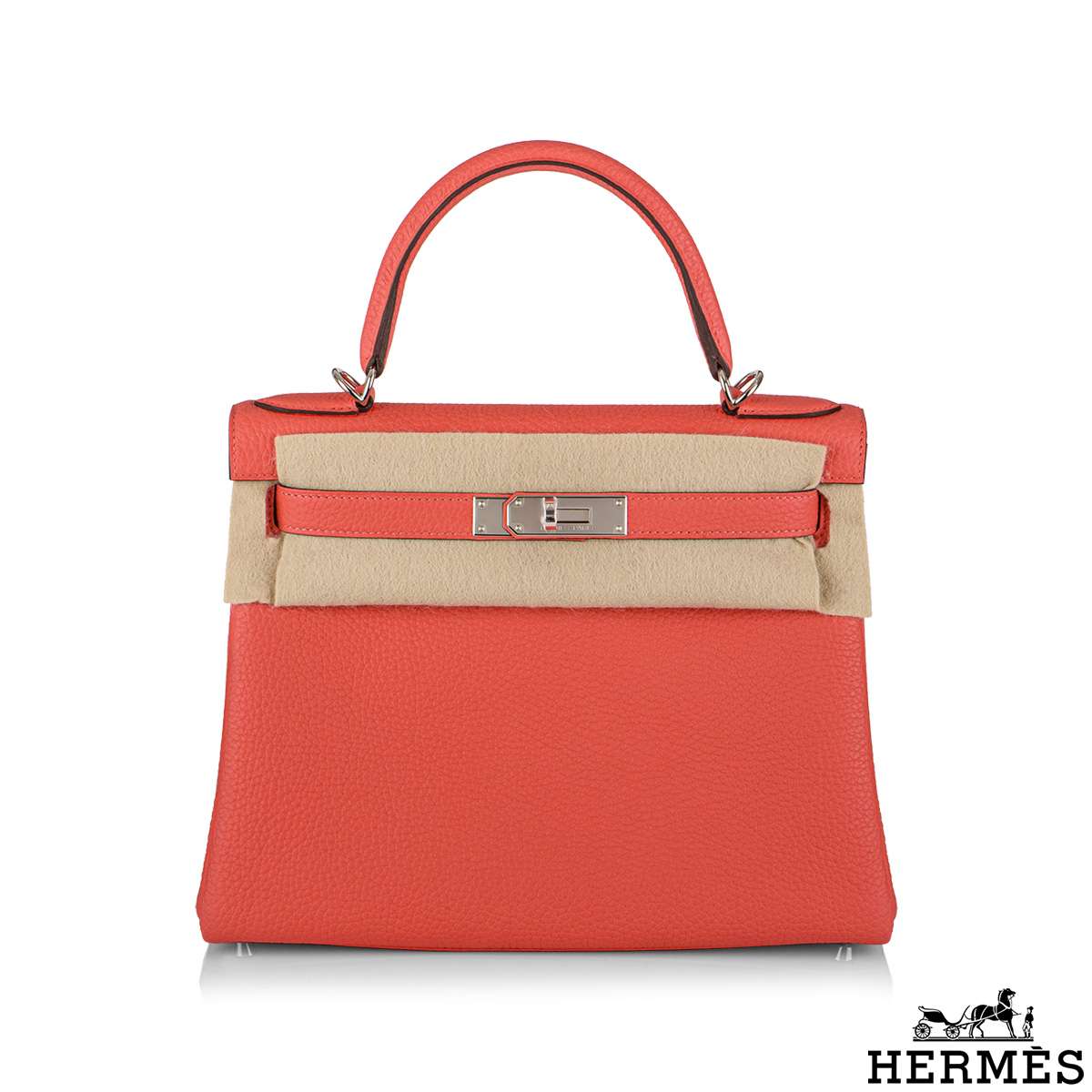 Hermes Kelly 28cm Rose Texas Clemence PHW